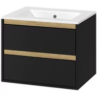 Szafki łazienkowe - Excellent Tuto szafka 60 cm podumywalkowa wisząca czarny mat/dąb MLEX.0103.600.BKBL - miniaturka - grafika 1