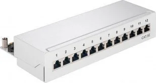 Goobay CAT 5e panel krosowy mini/biurkowy, 12 portów - Wersja kolorystyczna Szary RB93041 - Pozostałe akcesoria sieciowe - miniaturka - grafika 1