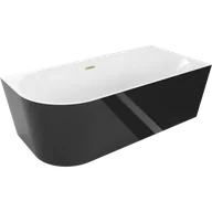 Wanny - Mexen Mia wanna wolnostojąca narożna prawa 160 x 80 cm, biała/czarna, przelew złoty szczotkowany - 52691608075P-55 - miniaturka - grafika 1