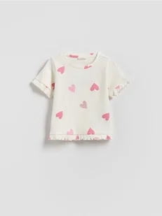 Reserved - Bawełniany t-shirt z nadrukiem - złamana biel - Bluzki dla niemowląt - miniaturka - grafika 1