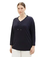 Koszulki i topy damskie - TOM TAILOR Damska koszulka ze sznurkiem, 10668-sky Captain Blue, XL - miniaturka - grafika 1
