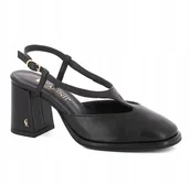 Czółenka - Czarne czółenka z paskiem Carinii B6426_-353 słupek skóra r.38 - miniaturka - grafika 1