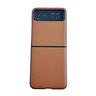 Etui na telefon z teksturą skóry w jednolitym kolorze do Motorola Razr 40 Brown - Etui i futerały do telefonów - miniaturka - grafika 1