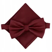 Krawaty i muchy męskie - Zestaw mucha + poszetka - burgundowa - miniaturka - grafika 1