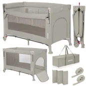 Łóżeczka i kojce - Łóżeczko turystyczne dwupoziomowe 3w1 składane dostawka torba Lionelo Ellen - miniaturka - grafika 1