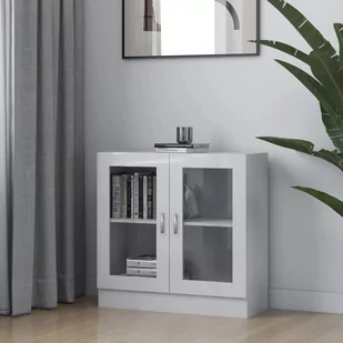 VidaXL Witryna, wysoki połysk, biała, 82,5x30,5x80 cm, płyta wiórowa 802747 VidaXL - Witryny - miniaturka - grafika 1