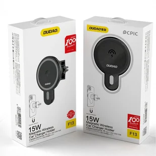 Dudao samochodowy uchwyt magnetyczny indukcyjna ładowarka Qi 15W (kompatybilna z MagSafe) czarny (F13) - Ładowarki do telefonów - miniaturka - grafika 5