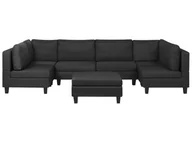 Narożniki - Sofa modułowa BELIANI Fevik, 6-osobowa, z otomaną, czarna - miniaturka - grafika 1