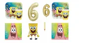 Dekoracje i nakrycia stołu na imprezę - Zestaw 6 Urodziny Spongebob Patryk Balony Talerzyki Kubki Serwetki - miniaturka - grafika 1