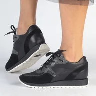 Półbuty damskie - Czarne skórzane Polskie półbuty damskie Simen 4601a - miniaturka - grafika 1