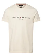 Koszulki męskie - Tommy Hilfiger T-shirt męski Mężczyźni Bawełna biały|beżowy jednolity, L - miniaturka - grafika 1
