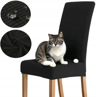 POKROWIEC NA KRZESŁO DO JADALNI SALONU KUCHNI CZARNY CZERŃ MOCNY ELASTYCZNY - Pokrowce na meble - miniaturka - grafika 1