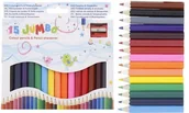 Kredki, ołówki, pastele i pisaki - Kredki Jumbo 15 Kolorów Grube + Temperówka - miniaturka - grafika 1