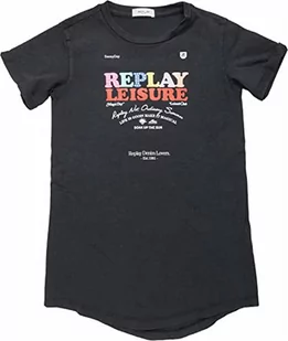 Replay Dziewczęca sukienka z krótkim rękawem z dżerseju, czarna (Blackboard 099), 6 lat, 099 Blackboard, 6 Lata - Sukienki - miniaturka - grafika 1