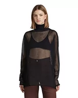 Swetry damskie - G-STAR RAW Sheer Loose Turtle Dzianinowy sweter damski, Czarny (Dk Black D22535-d140-6484), XS - miniaturka - grafika 1