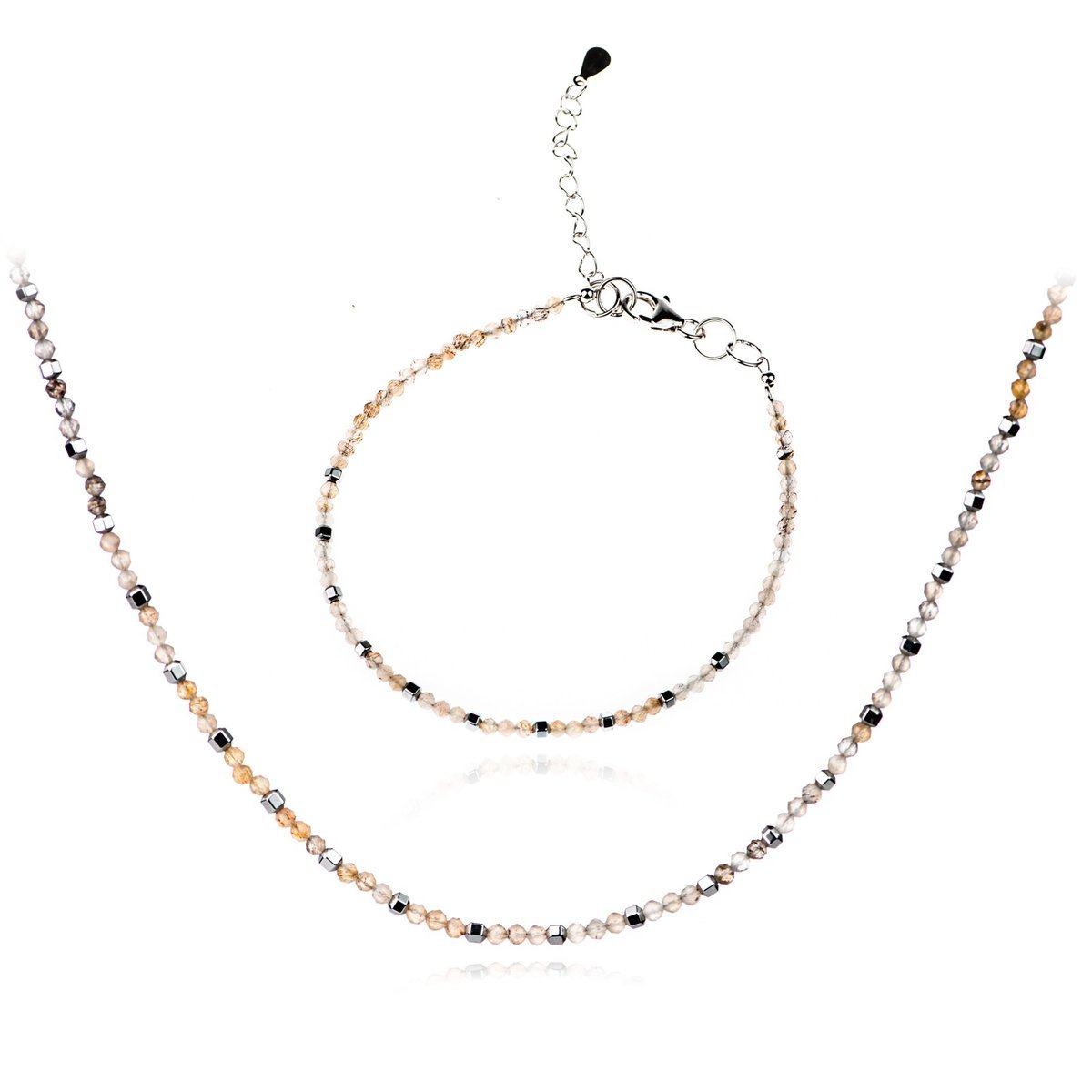 ankabizuteria.pl Komplet biżuteria srebrna z karneolem hematytem i he