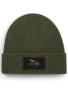 Czapka zimowa beanie wędkarska dla wędkarza na ryby na prezent "March Brown" Military Green - Czapki damskie - miniaturka - grafika 1