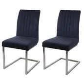 Krzesła - Zestaw 2 krzeseł wspornikowych HWC-L14, krzesło konferencyjne dla gości, aksamitna szczotkowana stal nierdzewna ~ antracytowo-niebieski - miniaturka - grafika 1