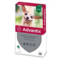 Artykuły przeciw pasożytom - Bayer Advantix - dla psów do 4kg (4 pipety x 0,4ml) - miniaturka - grafika 1