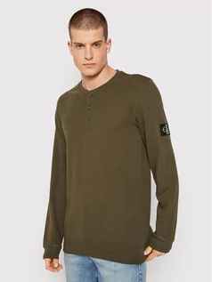 Swetry męskie - Calvin Klein Sweter J30J318645 Zielony Regular Fit - grafika 1