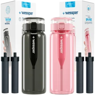2x Butelka filtrująca Wessper Clarti 0,68l grafitowa + różowa + 4x Filtr - Butelki filtrujące - miniaturka - grafika 1