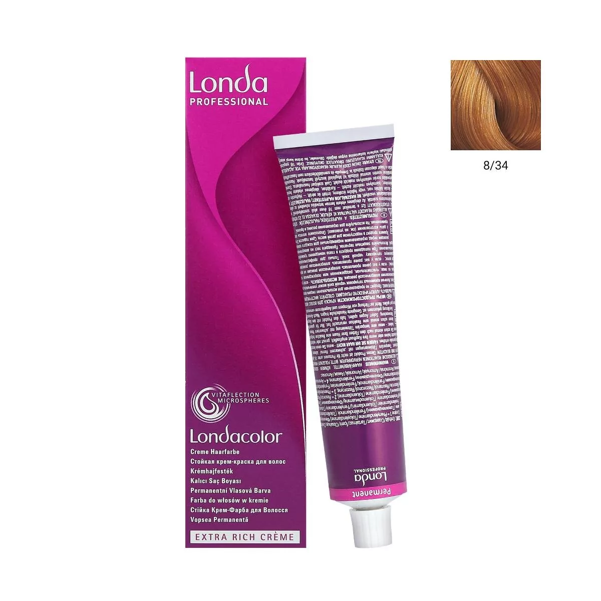 Londa Color 8/34 60 ML farba do włosów w kremie 8/34 kolor jasny blond złoty, miedzianych 7023/834