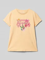 Koszulki dla dziewczynek - T-shirt z nadrukiem z logo - miniaturka - grafika 1
