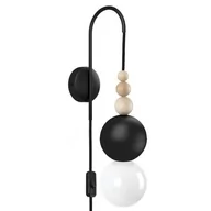 Lampy ścienne - Lampa ścienna Loft Bala czarny strukturalny kinkiet z czarną wtyczką i włącznikiem KOLOROWE KABLE - miniaturka - grafika 1