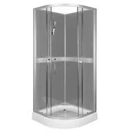 Kabiny prysznicowe - Novoterm Kabina natryskowa Classic Grey z baterią półokrągła 90 cm   B734-275D4 - miniaturka - grafika 1
