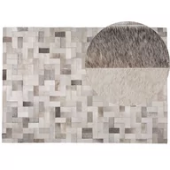 Dywany - Beliani Dywan szaro-beżowy 160x230 cm skórzany KORFEZ - miniaturka - grafika 1