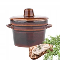 Beczki - Garnek kamionkowy NA SMALEC 0,5L z pokrywka 11 cm BRĄZOWY - miniaturka - grafika 1