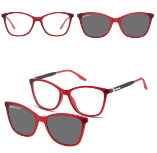 Damskie okulary pod korekcję z polaryzacyjną Nakładką przeciwsłoneczną na magnes CLIP-TRC-186C-1 - Okulary korekcyjne, oprawki, szkła - miniaturka - grafika 1