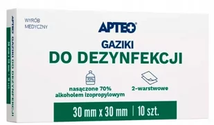 Apteo gaziki do dezynfekcji 30 mm x 30 mm 10 sztuk - Apteczki i materiały opatrunkowe - miniaturka - grafika 1