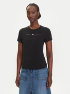 Koszulki i topy damskie - Tommy Jeans T-Shirt Linear DW0DW21422 Czarny Slim Fit - miniaturka - grafika 1
