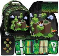 Plecaki szkolne i tornistry - 4w1 Plecak Minecraft Gra Szkolny Gaming Dla Chłopaków Do 1 Klasy Komplet - miniaturka - grafika 1