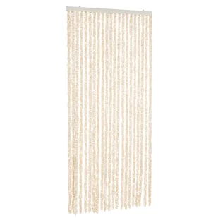 vidaXL Zasłona przeciwsłoneczna szenilowa beżowo-biała 90x220 cm - Zasłony - miniaturka - grafika 1