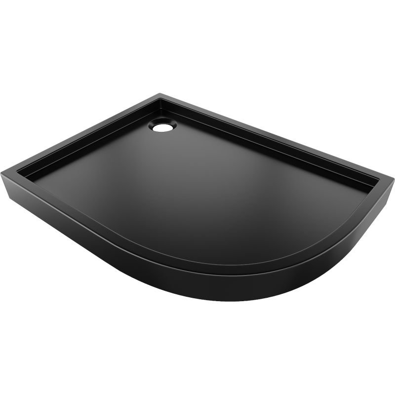 Mexen Flow+ brodzik półokrągły asymetryczny lewy 100 x 90 cm, czarny mat - 46Q709010LH
