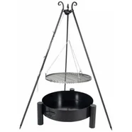 Farmcook Grill ogrodowy na trójnogu z rusztem ze stali nierdzewnej 70cm Czarny + Palenisko ogrodowe PAN 33 80cm