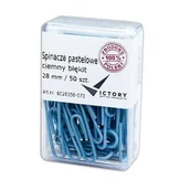 Spinacze i klipsy do papieru - Spinacze biurowe 28mm okrągłe powlekane VICTORY OFFICE ciemny błękit 50szt. /6028350-073/ - miniaturka - grafika 1