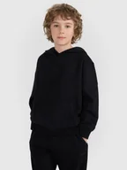 Bluzy dla chłopców - 4F Bluza dresowa nierozpinana z kapturem chłopięca - czarna 122 (6-7 lat) - miniaturka - grafika 1