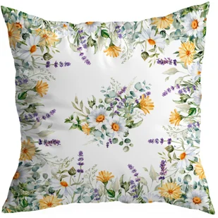 POSZEWKA DEKORACYJNA WIOSENNA 45X45 STOKROTKI WIOSNA POLNE KWIATY WZÓR 807 - Poszewki na poduszki - miniaturka - grafika 1