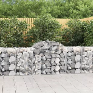 vidaXL Kosze gabionowe, 6 szt, 200x50x80/100 cm, galwanizowane żelazo - Ogrodzenia - miniaturka - grafika 1
