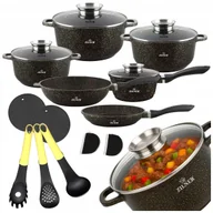 Zestawy garnków i patelni - ZESTAW GARNKÓW MARMURKOWYCH INDUKCJA GAZ KOMPLET GARNKI PATELNIA RONDE - miniaturka - grafika 1