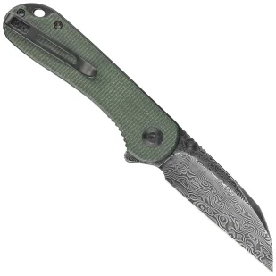 Nóż składany Civivi Elementum Wharncliffe Green Canvas Micarta, Black Hand Rubbed Damascus (C18062AF-DS1) - Noże - miniaturka - grafika 3