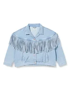 Kurtki damskie - Wrangler Damska kurtka dżinsowa Western Fringe, niebieski, M - miniaturka - grafika 1