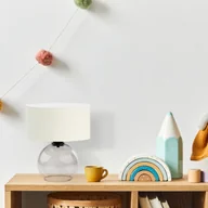 Lampy stojące - Elegancka lampa biurkowa ze szklaną podstawą LUTON - miniaturka - grafika 1