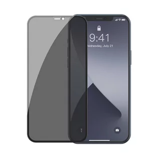 Baseus 2x Szkło hartowane 0,3 mm Anti Spy z ramką na cały ekran iPhone 12 mini Czarny (SGAPIPH54N-TG01) - iPhone 12 mini - Szkła hartowane na telefon - miniaturka - grafika 1