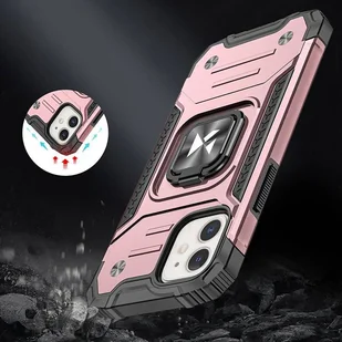 Wozinsky Ring Armor pancerne hybrydowe etui pokrowiec + magnetyczny uchwyt iPhone 12 mini różowy - Etui i futerały do telefonów - miniaturka - grafika 7