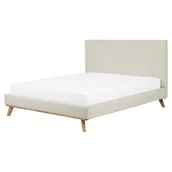 Łóżka - Beliani Łóżko beżowe tapicerowane 160x200 cm TALENCE - miniaturka - grafika 1