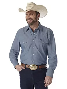 Wrangler Męska koszula, rozmiar uniwersalny, Średni niebieski Chambray, 4X - Koszule męskie - miniaturka - grafika 1